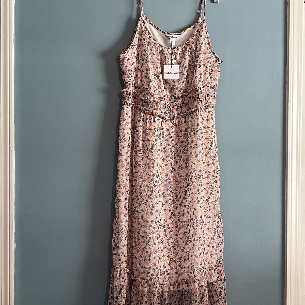 SELLING CHARLOTTE RUSSE DRESS 👗 SIZE XL FLORAL COLOR SLEEVELESS BNWT - Picture 7 of 16